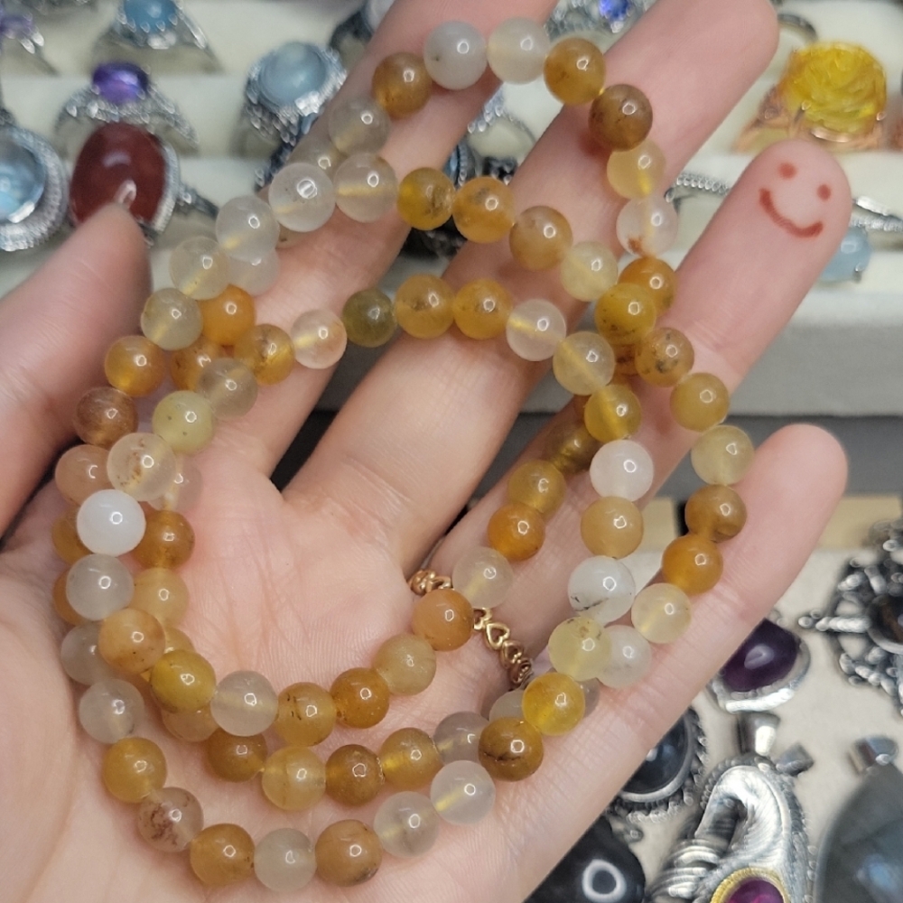 Beaded Yellow Agate Necklace / Bracelet